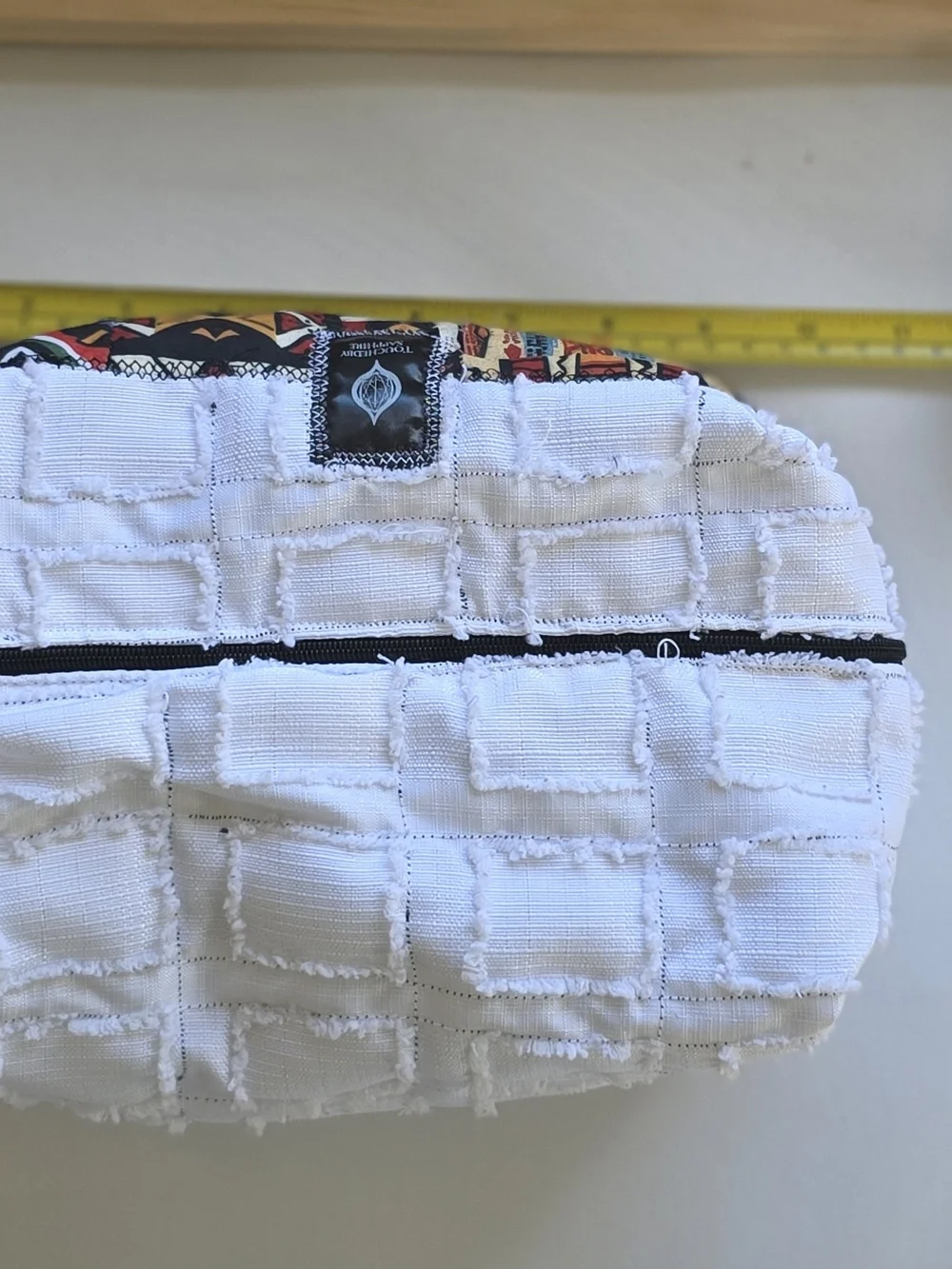 African Print White and Multicolor Spa Headwrap & Makeup Brush Holder Set